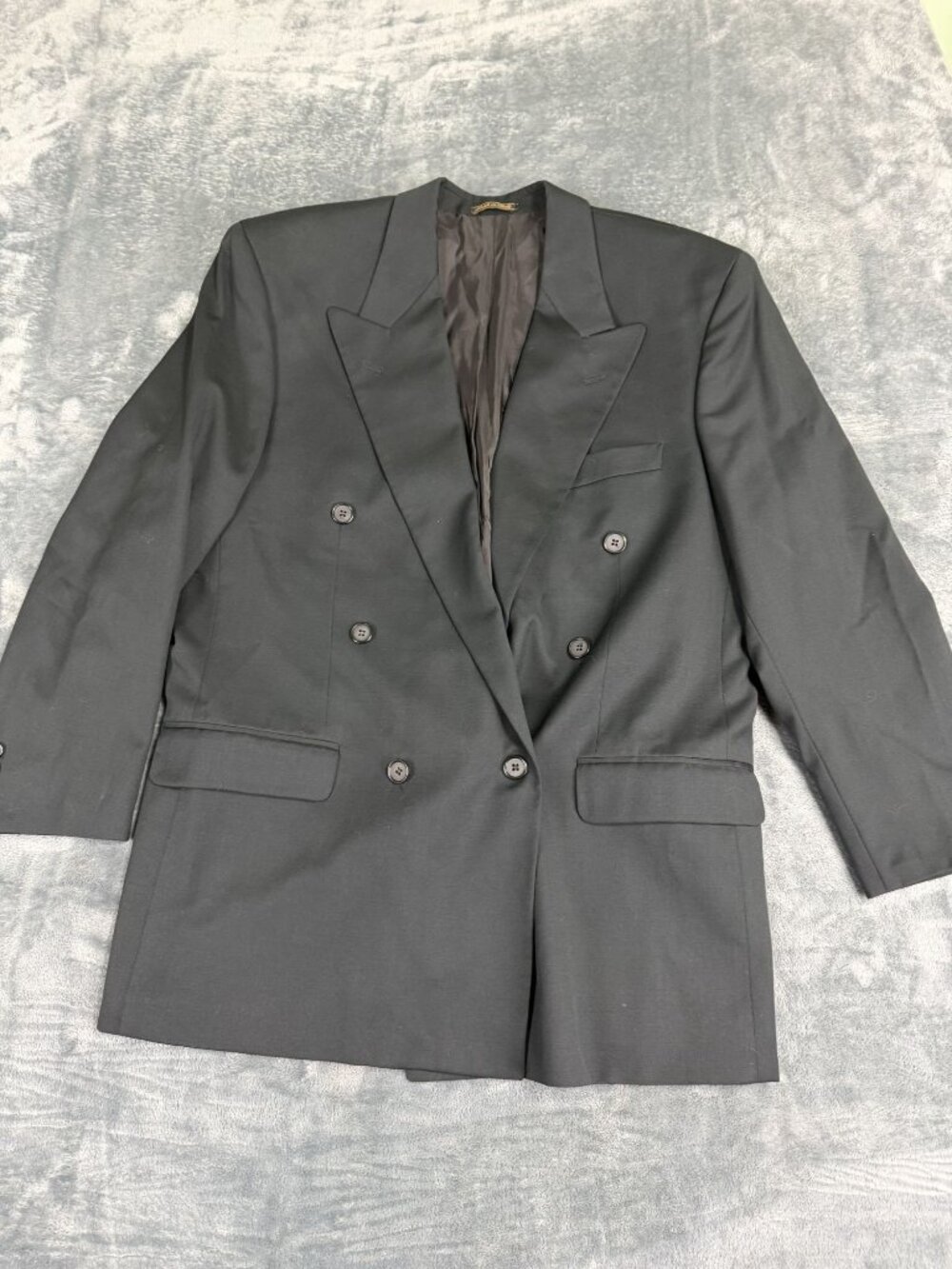 Toscanini Collezione Oro Mens Black Double-Breasted Blazer 40